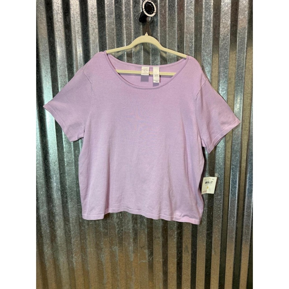 Emma James Woman Silk Blend Knit Top Lavender Purple Scoop Neck EJLU6974 NWT 3